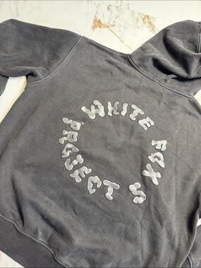 White Fox Project 5 Pullover Hoodie Blacked Out Graphic Spellout Sz M/L Trendy